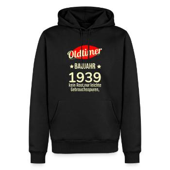 Oldtimer Baujahr 1939 Kein Rost Leicht Gebraucht - Männer Premium Bio Hoodie - Schwarz - Vorne - Nico (187cm)
