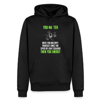 Funny Physics - Men’s Premium Organic Hoodie - black - Front - Nico (187cm)