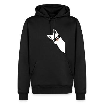 Funny alpaca, llama with sunglasses - Men’s Premium Organic Hoodie - black - Front - Nico (187cm)