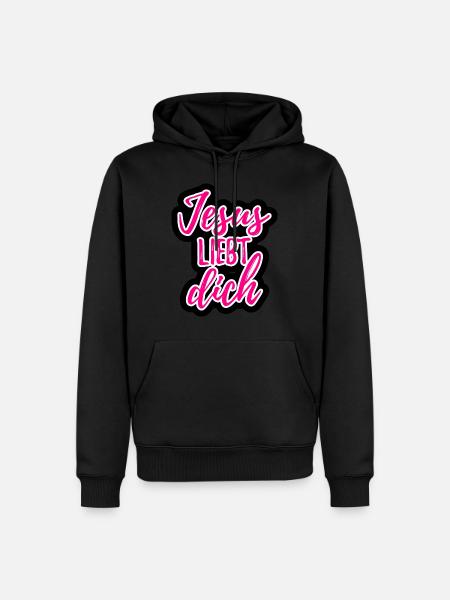 Jesus liebt dich Geschenk - Männer Premium Bio Hoodie - Schwarz