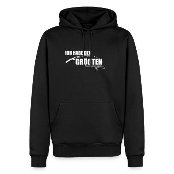 Ich habe den größten Fisch gefangen - Männer Premium Bio Hoodie - Schwarz - Vorne - Nico (187cm)