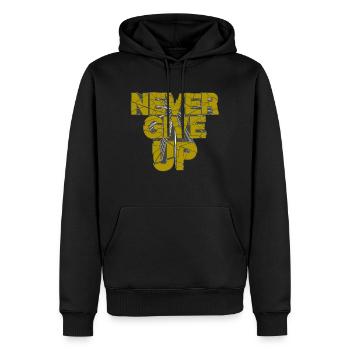 N'abandonnez jamais - Sweat à capuche Premium bio Homme - noir - Devant - Nico (187cm)