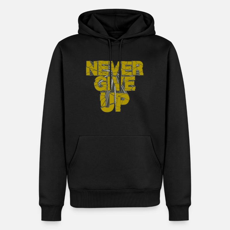 never give up - Männer Premium Bio Hoodie - Schwarz