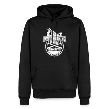 Cadeau de menuisier charpentier scie à bois - Sweat à capuche Premium bio Homme - noir - Devant - Nico (187cm)
