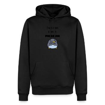 J'men fous je suis un pingouin ! Cadeau humour - Sweat à capuche Premium bio Homme - noir - Devant - Nico (187cm)