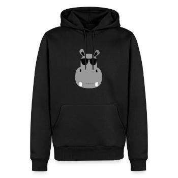 Nilpferd - Männer Premium Bio Hoodie - Schwarz - Vorne - Nico (187cm)