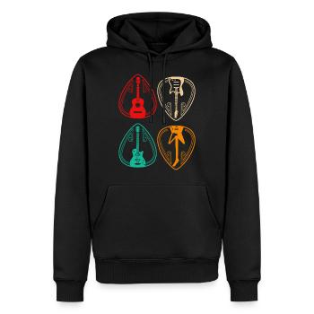 Vintage Guitar Pick Guitarist Gift - Men’s Premium Organic Hoodie - black - Front - Nico (187cm)