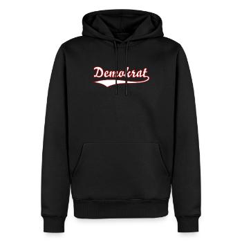 Demokrat Schriftzug für Demo für Demokratie - Männer Premium Bio Hoodie - Schwarz - Vorne - Nico (187cm)