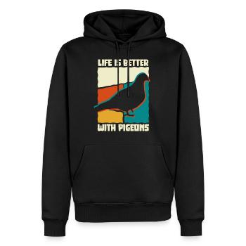 La vie est meilleure avec les pigeons, la colombe d'oiseau - Sweat à capuche Premium bio Homme - noir - Devant - Nico (187cm)