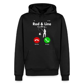 Idée cadeau drôle de pêcheur pêcheur à la ligne - Sweat à capuche Premium bio Homme - noir - Devant - Nico (187cm)