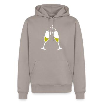 Verre à vin mousseux - Sweat à capuche Premium bio Homme - taupe - Devant - Nico (187cm)