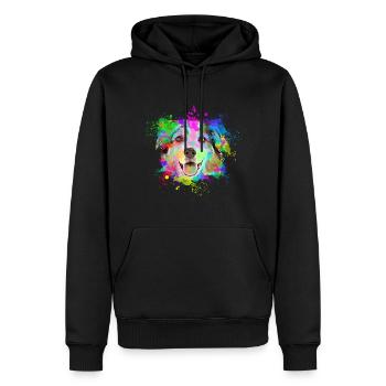 Bunter Australian Shepherd für Hundefreunde - Männer Premium Bio Hoodie - Schwarz - Vorne - Nico (187cm)