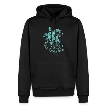 Belle tortue mandala avec le dicton Aloha - Sweat à capuche Premium bio Homme - noir - Devant - Nico (187cm)