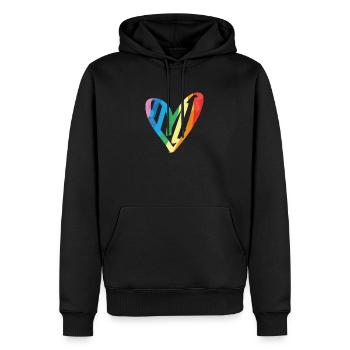 Regenbogen Herz Pride CSD Gay Funny LGBTQ - Männer Premium Bio Hoodie - Schwarz - Vorne - Nico (187cm)