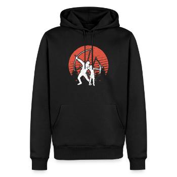 Tir à l'arc avec son cadeau pour archer - Sweat à capuche Premium bio Homme - noir - Devant - Nico (187cm)