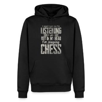 Échecs échecs jeu de société échecs - Sweat à capuche Premium bio Homme - noir - Devant - Nico (187cm)