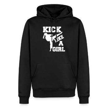 Karate Mädchen Kampfkunst Frauen - Männer Premium Bio Hoodie - Schwarz - Vorne - Nico (187cm)