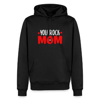 You rock mom - cadeau de fête des mères - Sweat à capuche Premium bio Homme - noir - Devant - Nico (187cm)