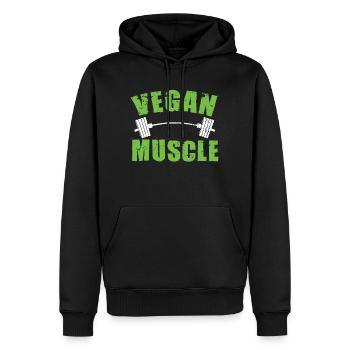 Vegan Bodybuilding Muscles Training Gym - Men’s Premium Organic Hoodie - black - Front - Nico (187cm)