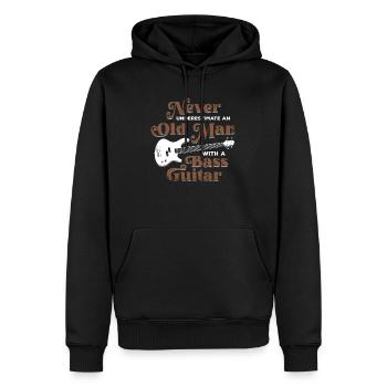 Vieil homme basse guitare basse basse guitariste cadeau - Sweat à capuche Premium bio Homme - noir - Devant - Nico (187cm)