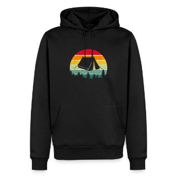 Camping tents retro - Men’s Premium Organic Hoodie - black - Front - Nico (187cm)