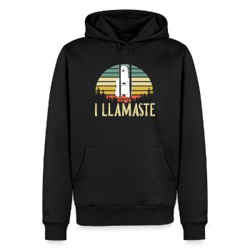LLamaste Yoga Lama Alpaka - Männer Premium Bio Hoodie - Schwarz - Vorne - Nico (187cm)