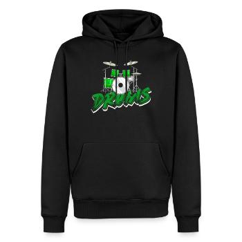 Tambours batteur baguettes tambour - Sweat à capuche Premium bio Homme - noir - Devant - Nico (187cm)
