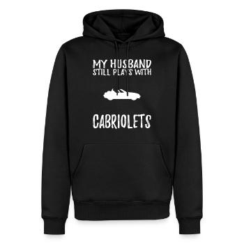 Funny cabriolet tee my husband still plays with ca - Männer Premium Bio Hoodie - Schwarz - Vorne - Nico (187cm)