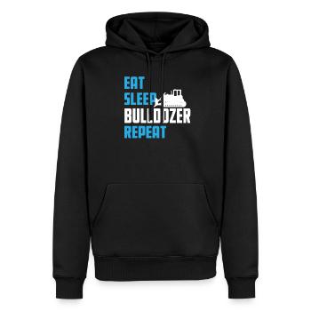 Eat. Sleep. Bulldozer. Repeat. - Männer Premium Bio Hoodie - Schwarz - Vorne - Nico (187cm)