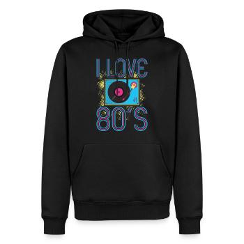 80er jahre 80er jahre Kostüm I Love 80s - Männer Premium Bio Hoodie - Schwarz - Vorne - Nico (187cm)
