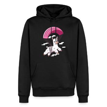 Alpaka Fallschirmsprung - Alpaca Skydive - Männer Premium Bio Hoodie - Schwarz - Vorne - Nico (187cm)