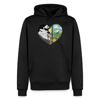 Day night heart volcano Stylishly creative - Men’s Premium Organic Hoodie - black - Front - Nico (187cm)