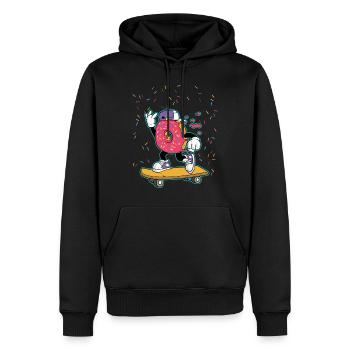 Skateboard Donut - patineur cool - Sweat à capuche Premium bio Homme - noir - Devant - Nico (187cm)