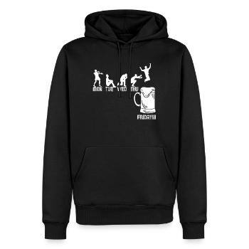 Motif de la bière avec les jours de la semaine - cadeau - Sweat à capuche Premium bio Homme - noir - Devant - Nico (187cm)