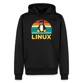 Linux Retro Vintage Geek Style Computer Scientist - Men’s Premium Organic Hoodie - black - Front - Nico (187cm)