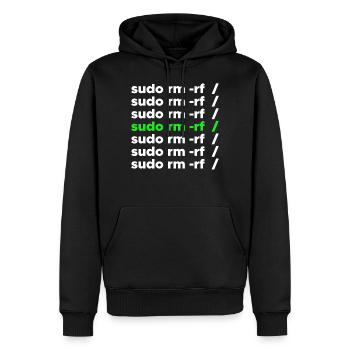 Linux geek sudo rm -rf nerd saying - Men’s Premium Organic Hoodie - black - Front - Nico (187cm)