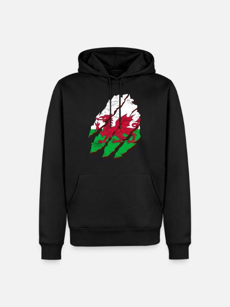 Wales Flag St Davids Day Cymraeg Welsh Coat of Arms - Men’s Premium Organic Hoodie - black
