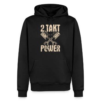 2 Takt Power DDR Moped Kolben Oldschool Geschenk - Männer Premium Bio Hoodie - Schwarz - Vorne - Nico (187cm)