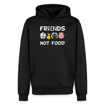 Durabilité Vegan Children | Amis pas nourriture - Sweat à capuche Premium bio Homme - noir - Devant - Nico (187cm)