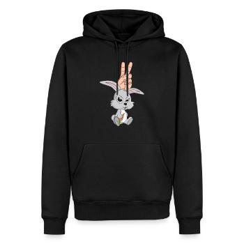 Lapin, lapin ou oreilles de lapin, c'est quoi le lapin de Pâques - Sweat à capuche Premium bio Homme - noir - Devant - Nico (187cm)