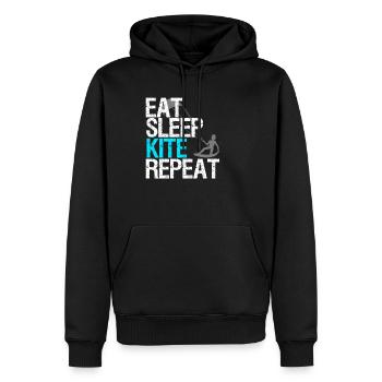 Eat sleep kite repeat Kitesurfer Geschenkidee - Männer Premium Bio Hoodie - Schwarz - Vorne - Nico (187cm)