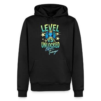 Niveau 13 Officiellement adolescent jeu 13 anniversaire - Sweat à capuche Premium bio Homme - noir - Devant - Nico (187cm)