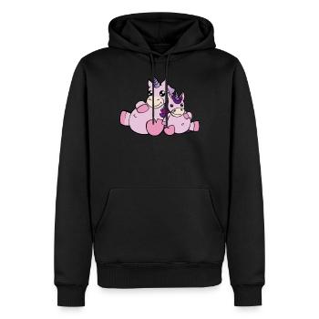 Licorne mignon cadeau licornes maman enfant - Sweat à capuche Premium bio Homme - noir - Devant - Nico (187cm)