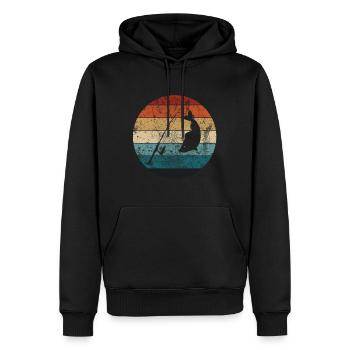 Pêche vintage - Sweat à capuche Premium bio Homme - noir - Devant - Nico (187cm)