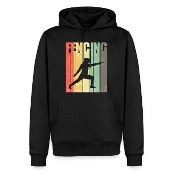 Drôle d'escrime sport escrime fencer épée combat - Sweat à capuche Premium bio Homme - noir - Devant - Nico (187cm)