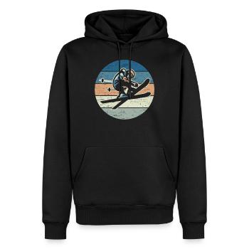 Pilote de ski vintage - Sweat à capuche Premium bio Homme - noir - Devant - Nico (187cm)