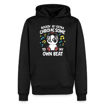 Down Syndrome Shirts Enfants T21 Rockin 'An Extra - Sweat à capuche Premium bio Homme - noir - Devant - Nico (187cm)