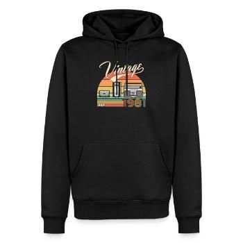 Vintage 1981 40e anniversaire cadeau de quarante ans - Sweat à capuche Premium bio Homme - noir - Devant - Nico (187cm)
