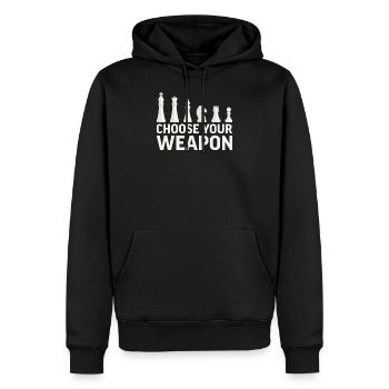 Échecs joueur d'échecs jeu d'échecs pièces d'échecs - Sweat à capuche Premium bio Homme - noir - Devant - Nico (187cm)