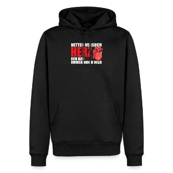 Lustiges Herzinfarkt Genesungsgeschenk - - Männer Premium Bio Hoodie - Schwarz - Vorne - Nico (187cm)